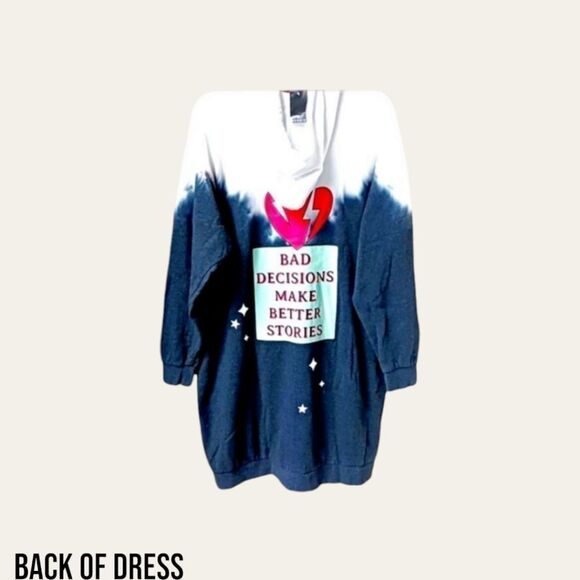LOVESICK SweatshirtβDress Cozy - Fleece Bad Decision, Skull, Heart, Bolt SIZE 2X - Picture 12 of 16
